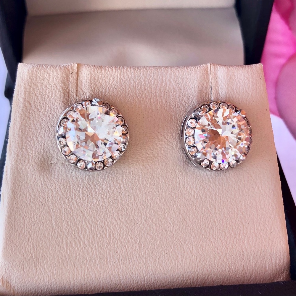 Silver Plated Crystal Zircon Stud Earrings - Picture 2 of 6